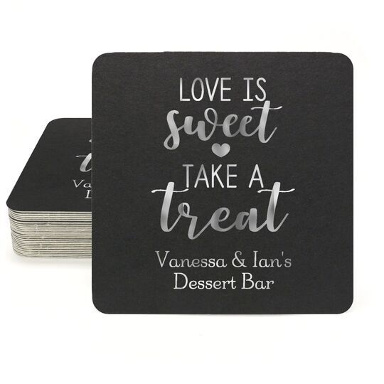 Love is Sweet Take a Treat Square Coasters